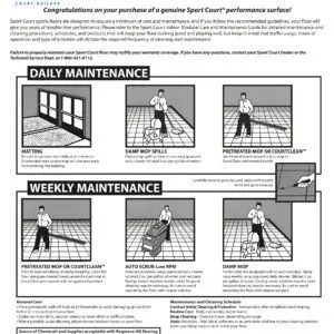 A page of instructions for the maintenance of a garage floor.