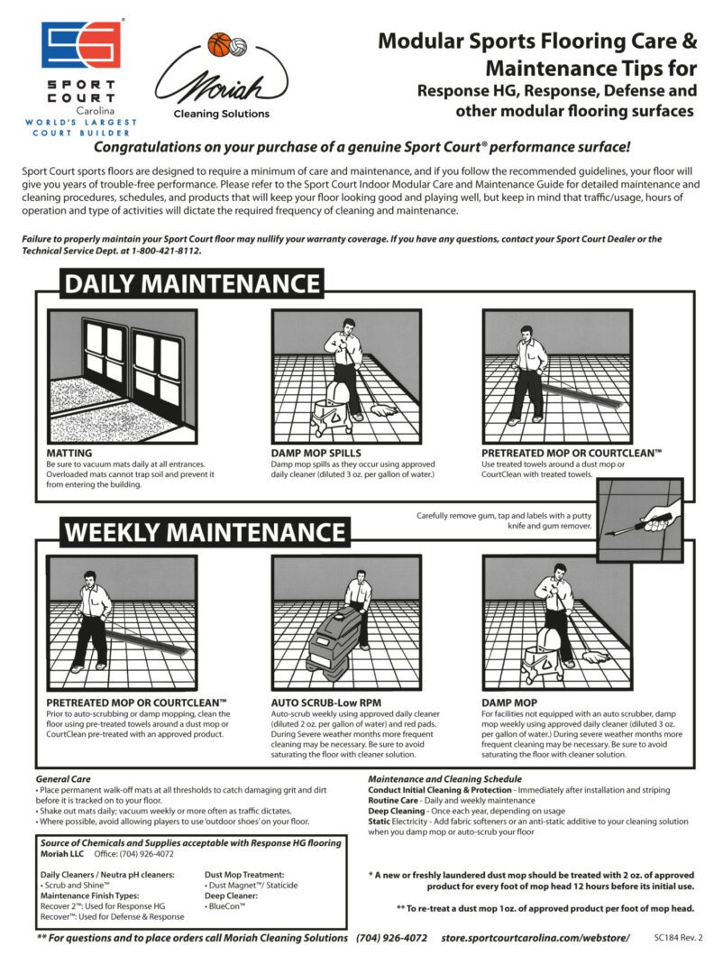 A page of instructions for the maintenance of a garage floor.